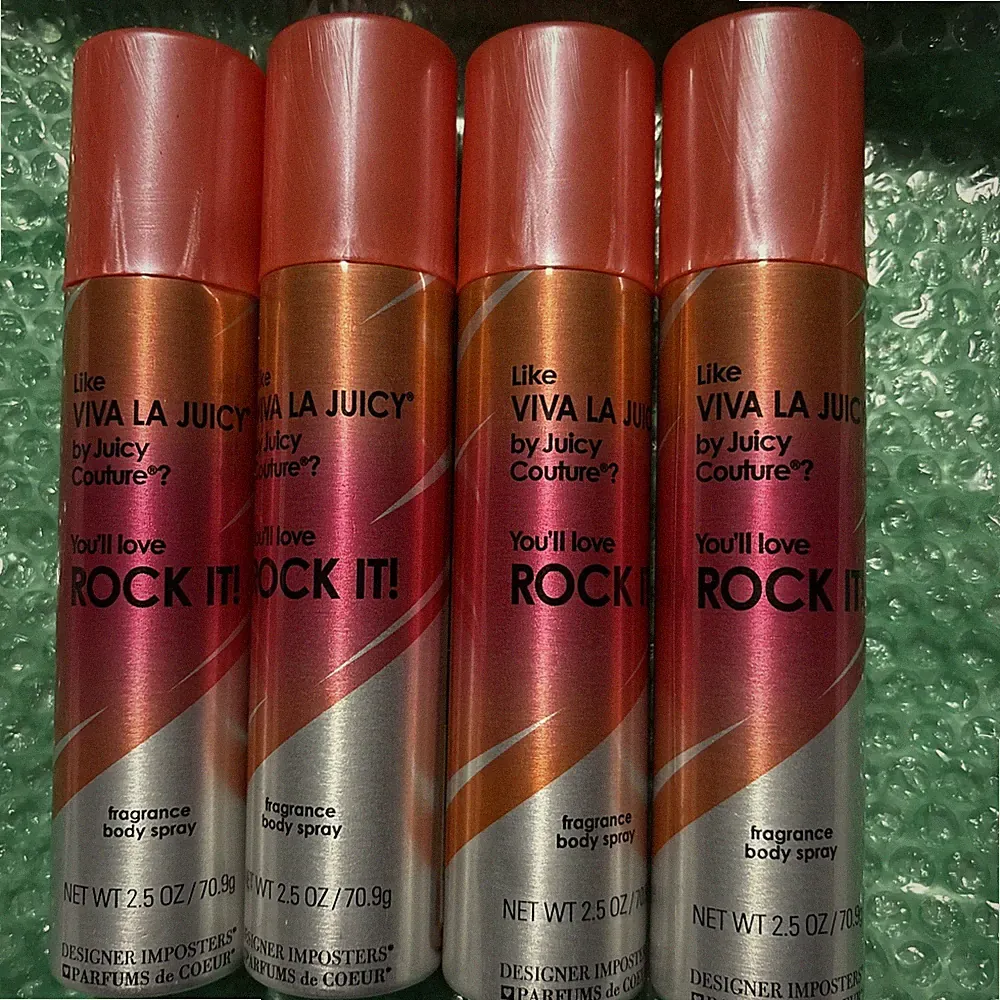 (4) Designer Imposters Rock It! Body Spray 2.5oz Women Perfume Mist NEW