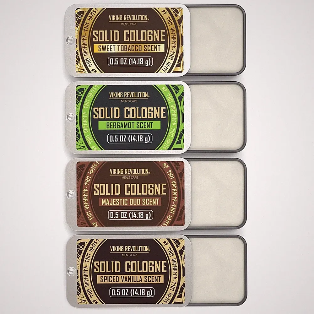 4 Pack Mens Colognes - 0.5 Oz Solid Perfume with Spiced Vanilla, Sweet Tobacc...
