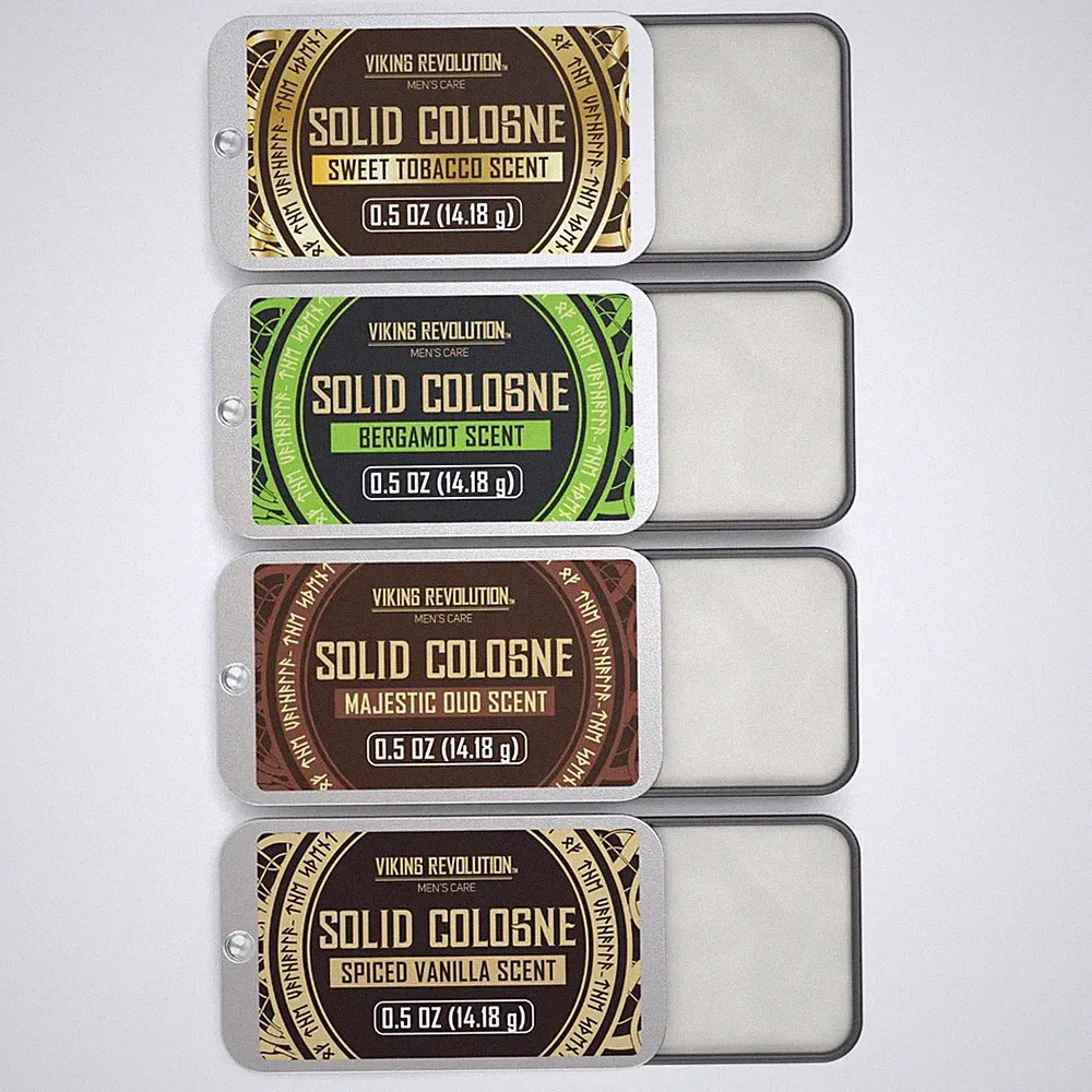 4 Pack Mens Colognes - 0.5 Oz Solid Perfume with Spiced Vanilla, Sweet Tobacco