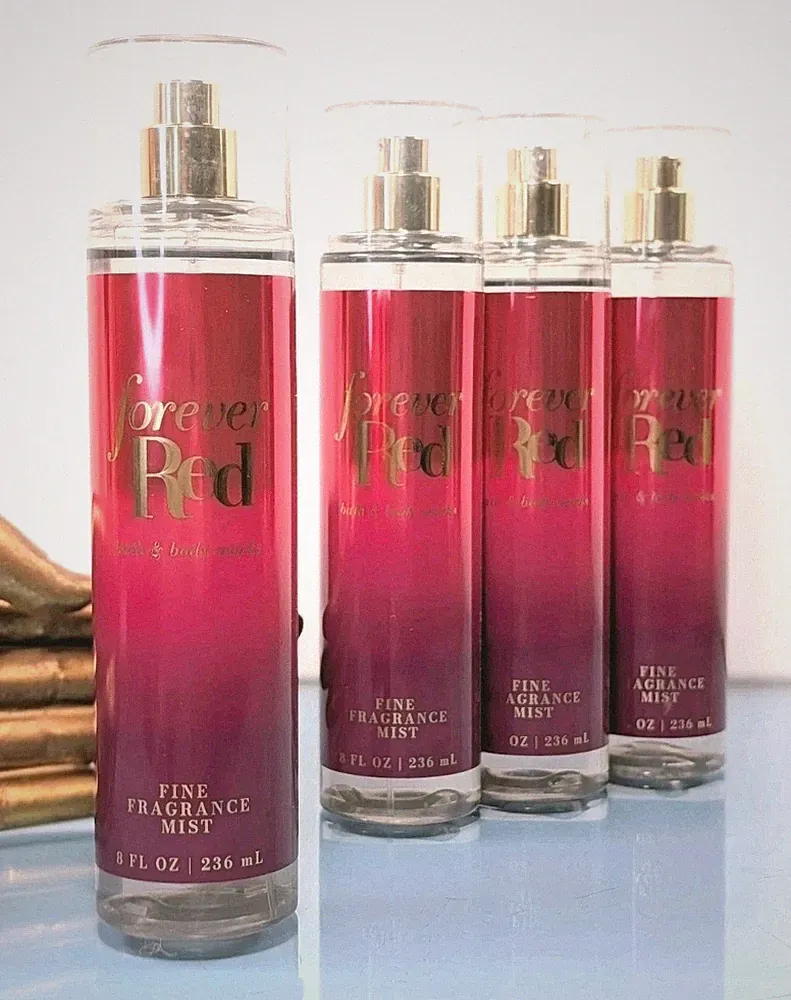 4 Piece Lot FOREVER RED Fine Fragrance Mist Perfume Spray Bath & And Body Works
