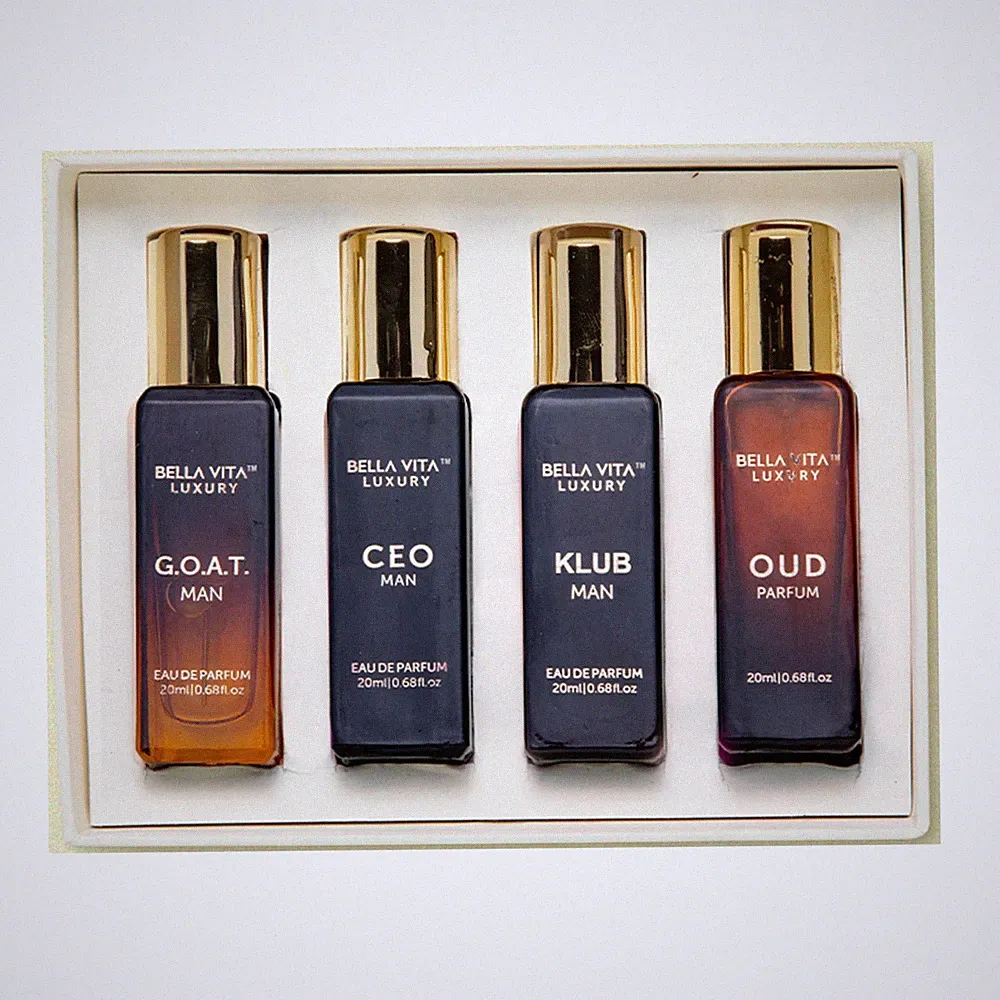 Luxury Perfume Gift Set by Bellavita for Men - 4 Pc Gift Set