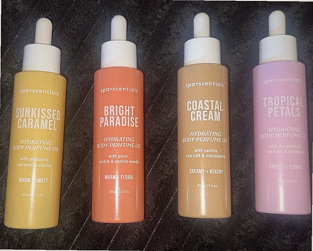 Spa Scentials VIRAL Set of 4 Hydrating Body Perfume Oil 3.2 OZ